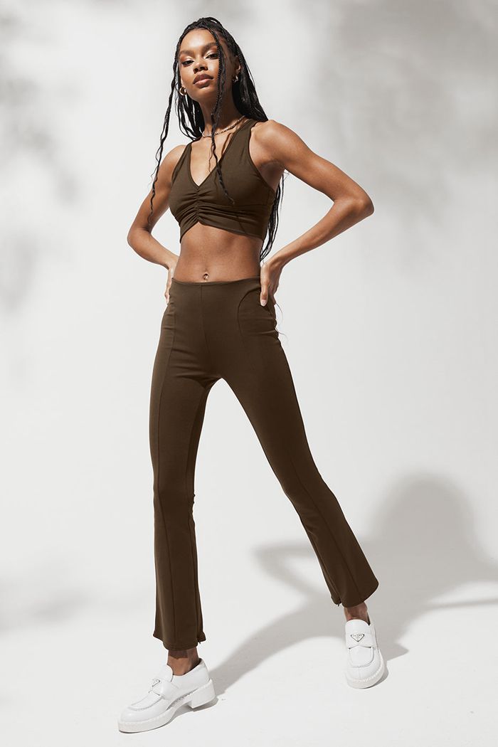 Leggins Alo Yoga High-Cintura 7/8 Zip It Flare Mujer Negros | 738921XKM