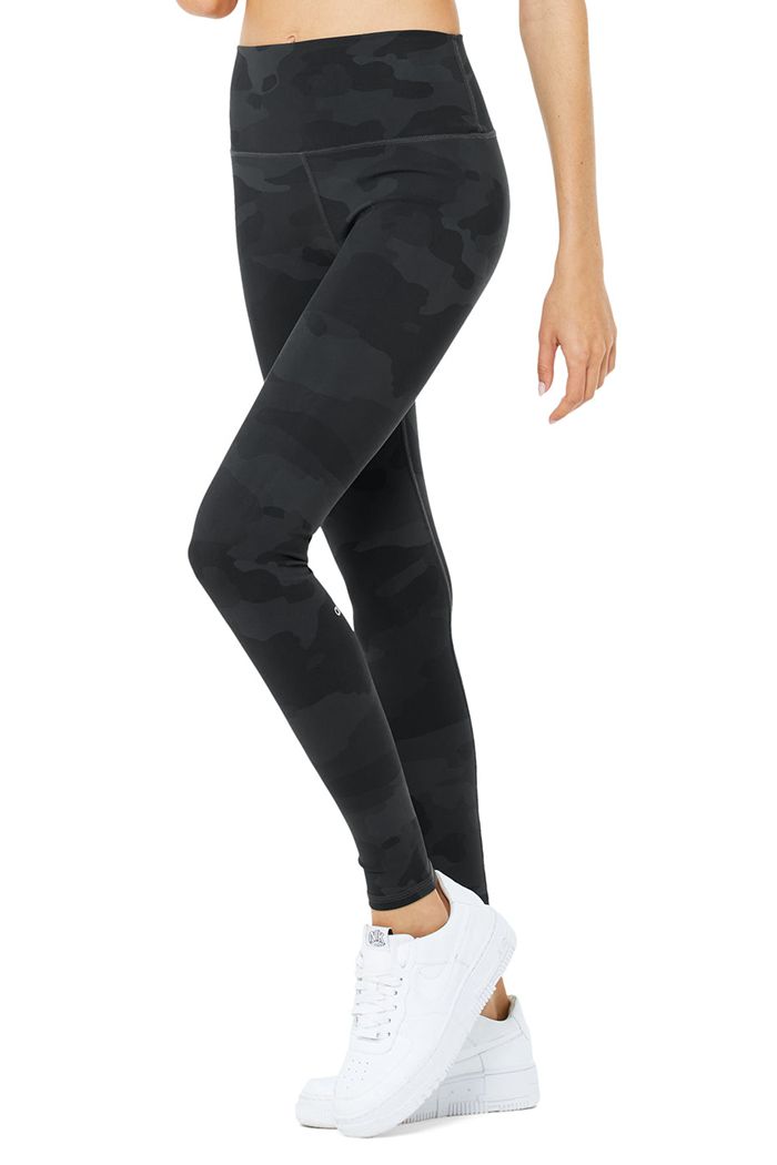 Leggins Alo Yoga High-Cintura Camo Vapor Mujer Negros | 356248WBC