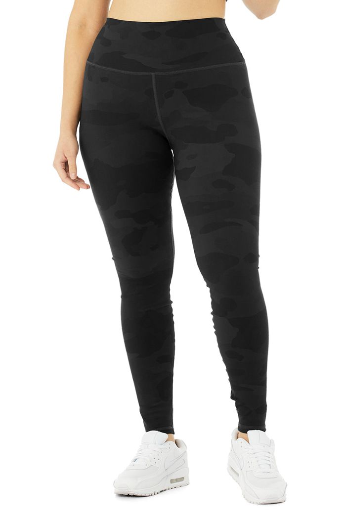 Leggins Alo Yoga High-Cintura Camo Vapor Mujer Negros | 356248WBC