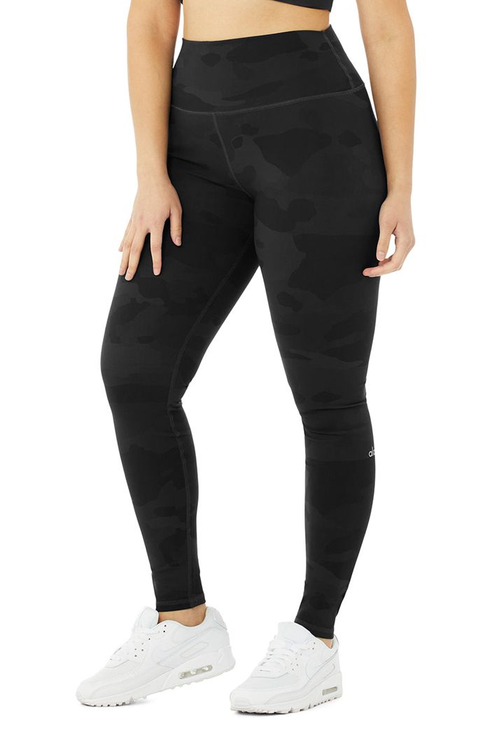 Leggins Alo Yoga High-Cintura Camo Vapor Mujer Negros | 356248WBC
