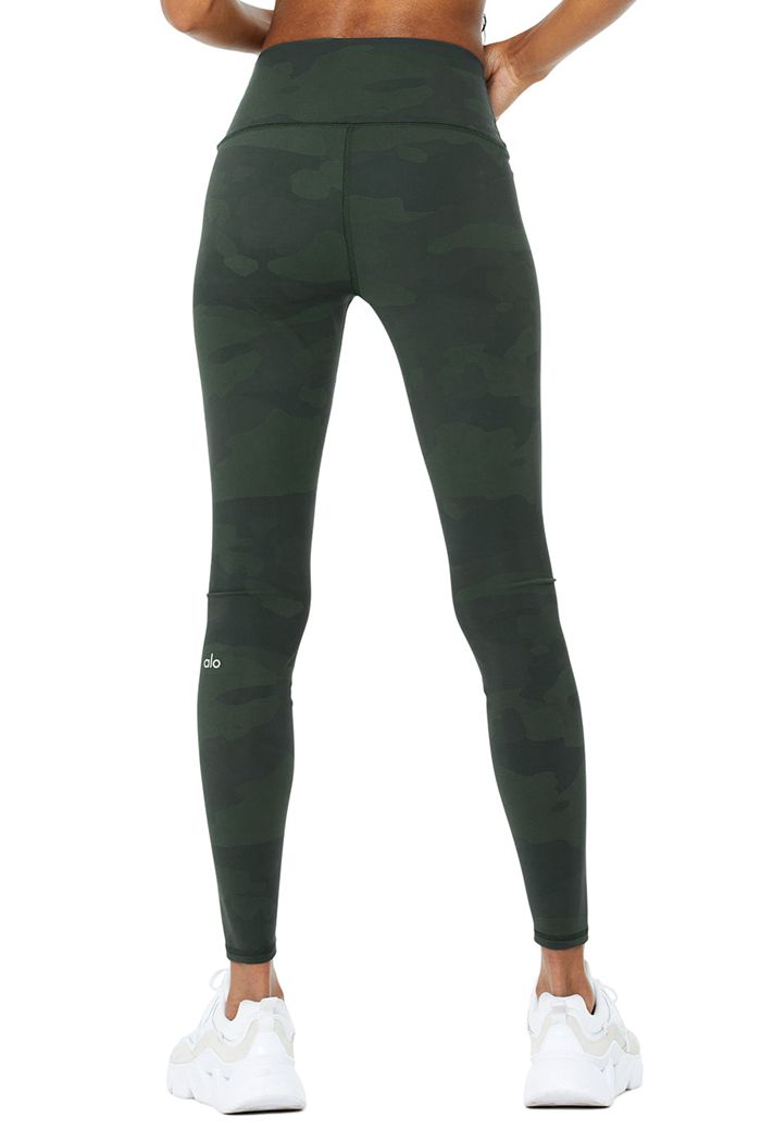 Leggins Alo Yoga High-Cintura Camo Vapor Mujer Negros | 819746NBS