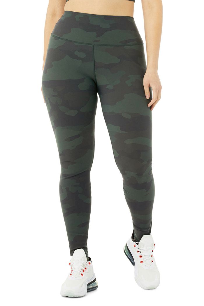 Leggins Alo Yoga High-Cintura Camo Vapor Mujer Negros | 819746NBS