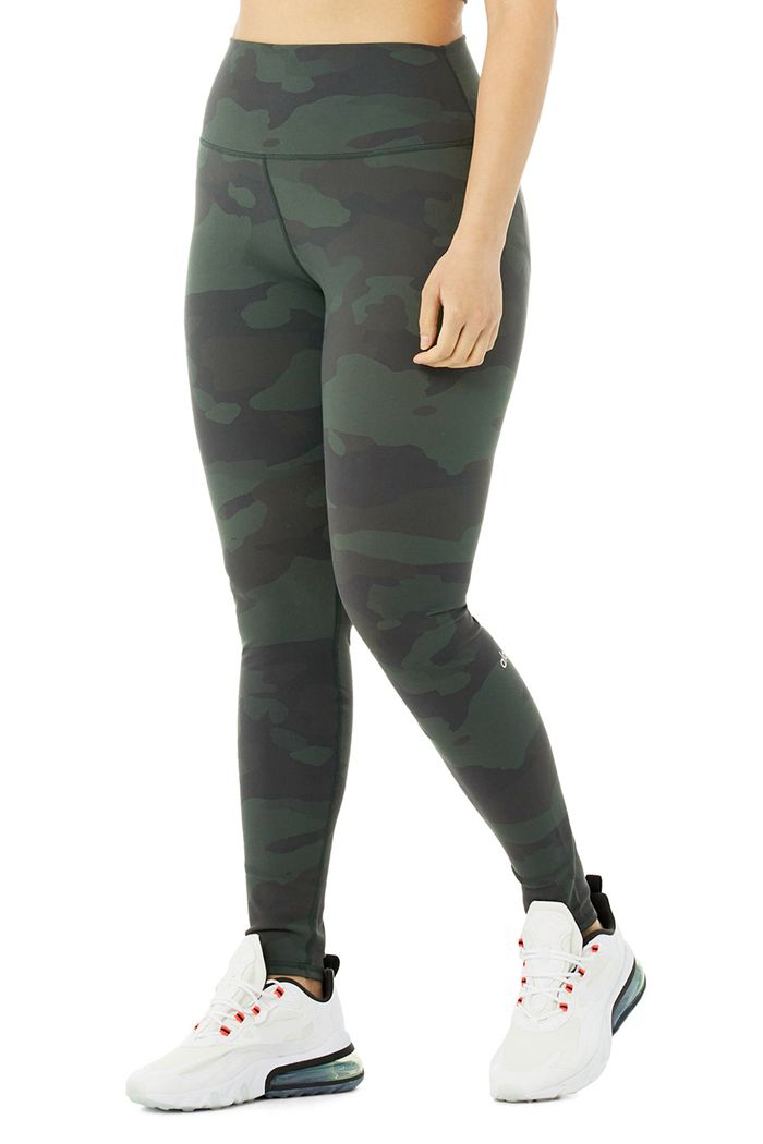 Leggins Alo Yoga High-Cintura Camo Vapor Mujer Negros | 819746NBS