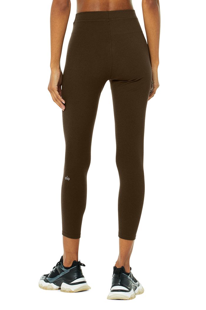 Leggins Alo Yoga Ribbed High-Cintura 7/8 Blissful Mujer Negros | 279364NZL
