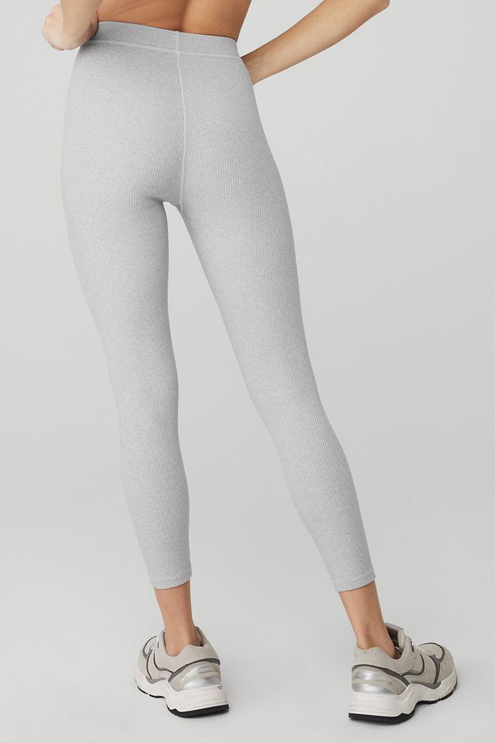 Leggins Alo Yoga Ribbed High-Cintura 7/8 Blissful Mujer Grises | 901653LJQ