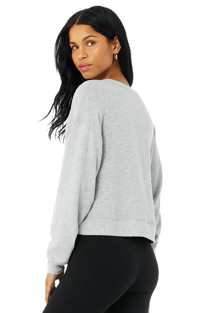 Long Sleeve Alo Yoga Alolux Soho Crop Henley Mujer Grises | 105467ASC