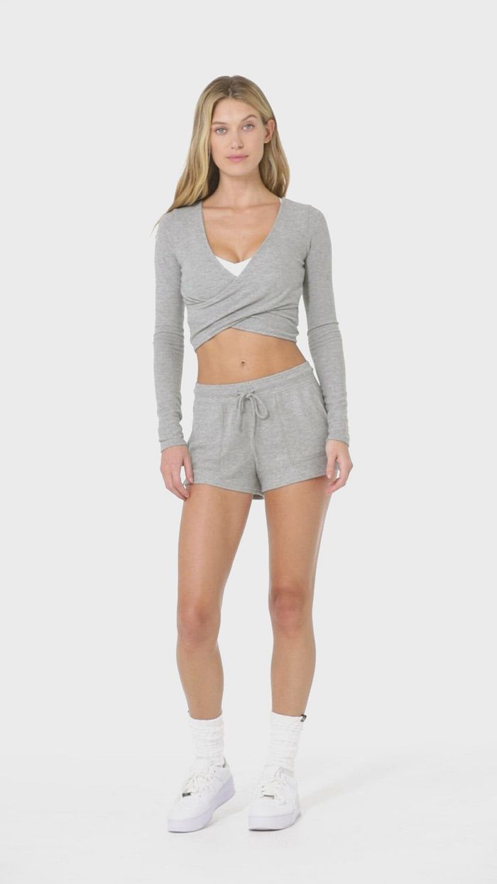 Long Sleeve Alo Yoga Amelia Luxe Crop Mujer Marrom | 186509JTK
