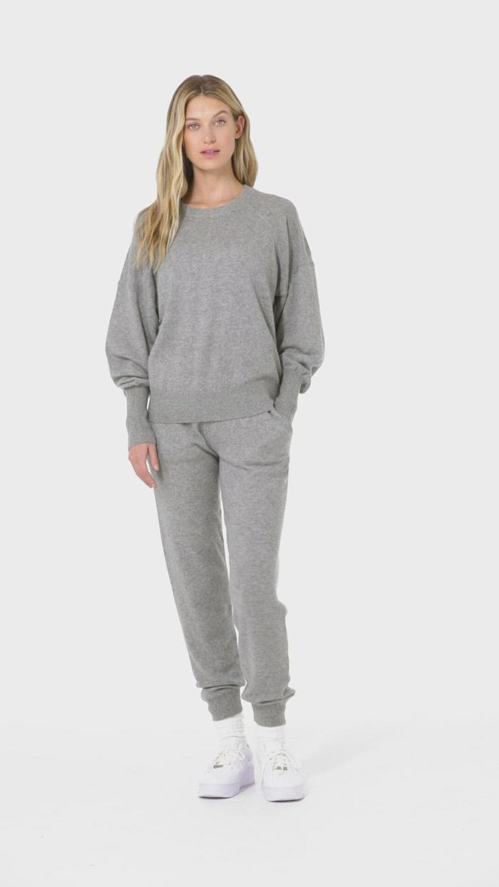 Long Sleeve Alo Yoga Cashmere Jet Set Crew Mujer Grises | 809315PFE