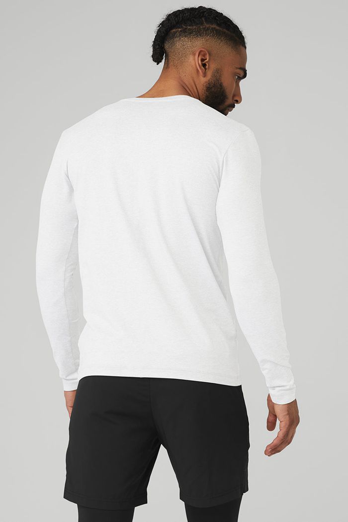 Long Sleeve Alo Yoga Conquer Reform Crewneck Hombre Blancos | 745698QBY
