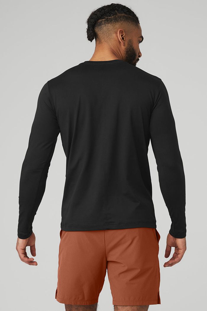 Long Sleeve Alo Yoga Conquer Reform Crewneck Hombre Negros | 946137NLS