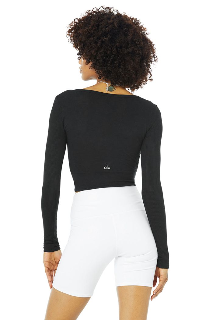 Long Sleeve Alo Yoga Cover Mujer Negros | 546097MTH