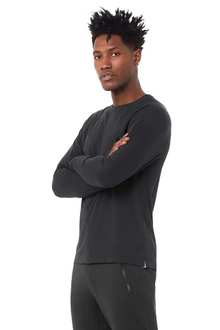 Long Sleeve Alo Yoga Idol Performance Tee Hombre Negros | 298301NVB