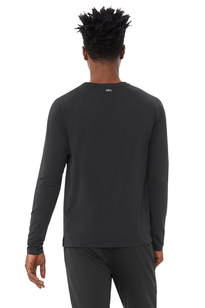Long Sleeve Alo Yoga Idol Performance Tee Hombre Negros | 298301NVB