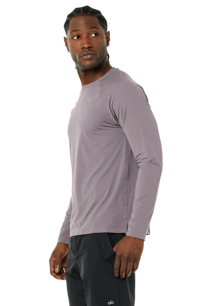 Long Sleeve Alo Yoga Idol Performance Tee Hombre Morados | 654017NRH