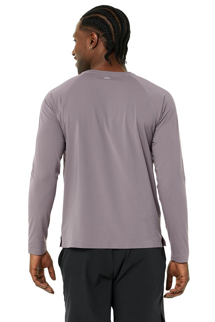 Long Sleeve Alo Yoga Idol Performance Tee Hombre Morados | 654017NRH