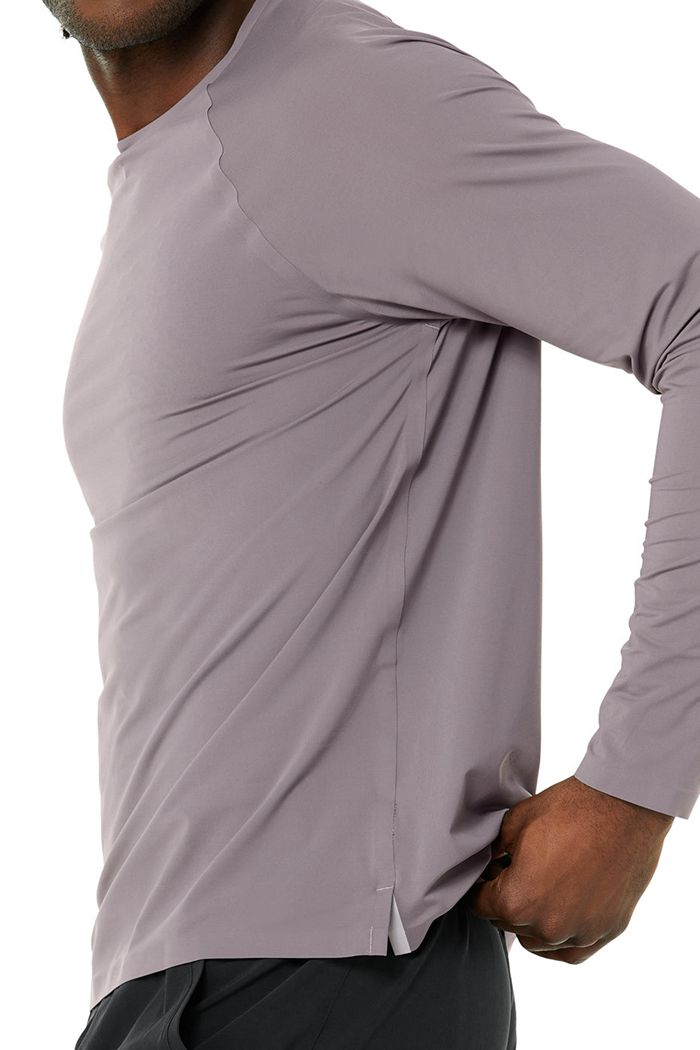 Long Sleeve Alo Yoga Idol Performance Tee Hombre Morados | 654017NRH
