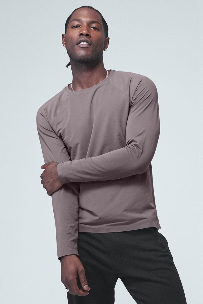Long Sleeve Alo Yoga Idol Performance Tee Hombre Morados | 654017NRH
