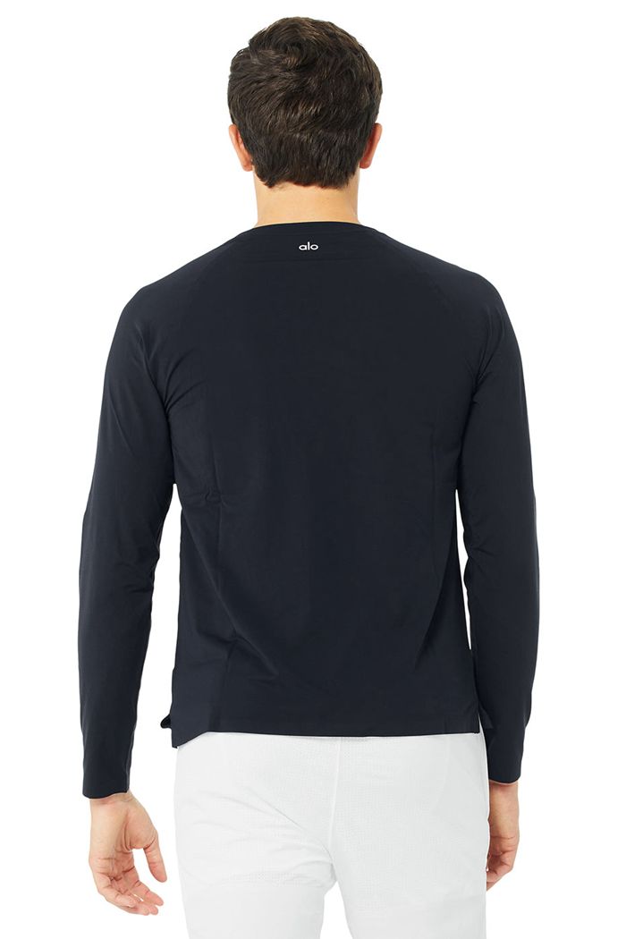 Long Sleeve Alo Yoga Idol Performance Tee Hombre Azul Marino | 726043GOC