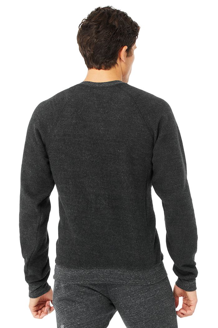 Long Sleeve Alo Yoga Triumph Crew Neck Sweatshirt Hombre Grises Negros | 065871EKC