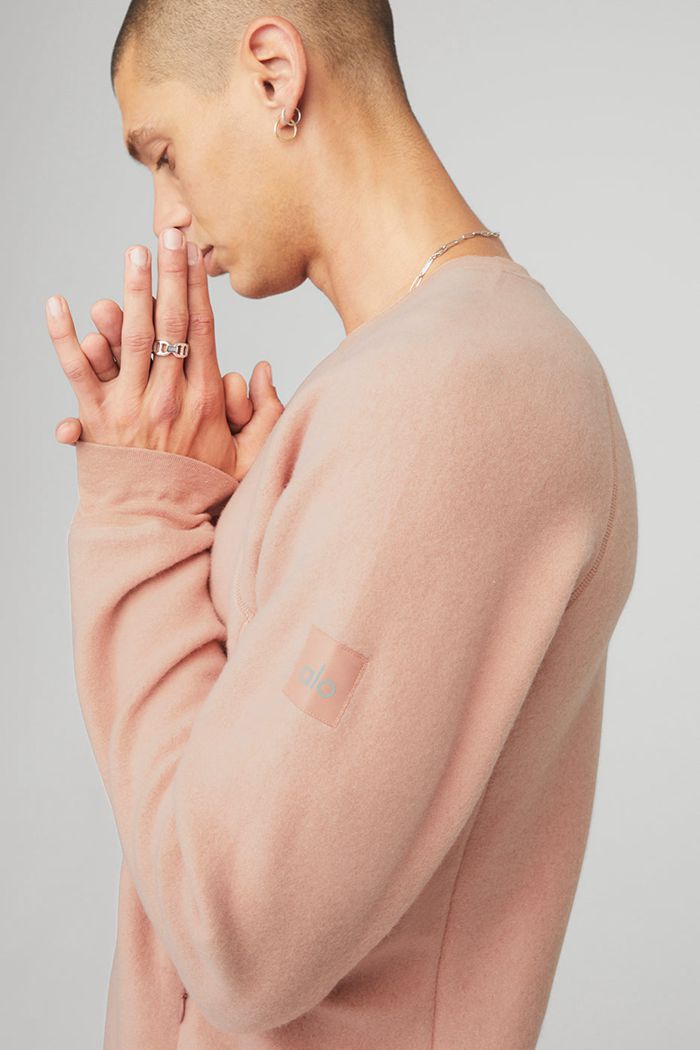 Long Sleeve Alo Yoga Triumph Crew Neck Sweatshirt Hombre Rosas | 259314QCW