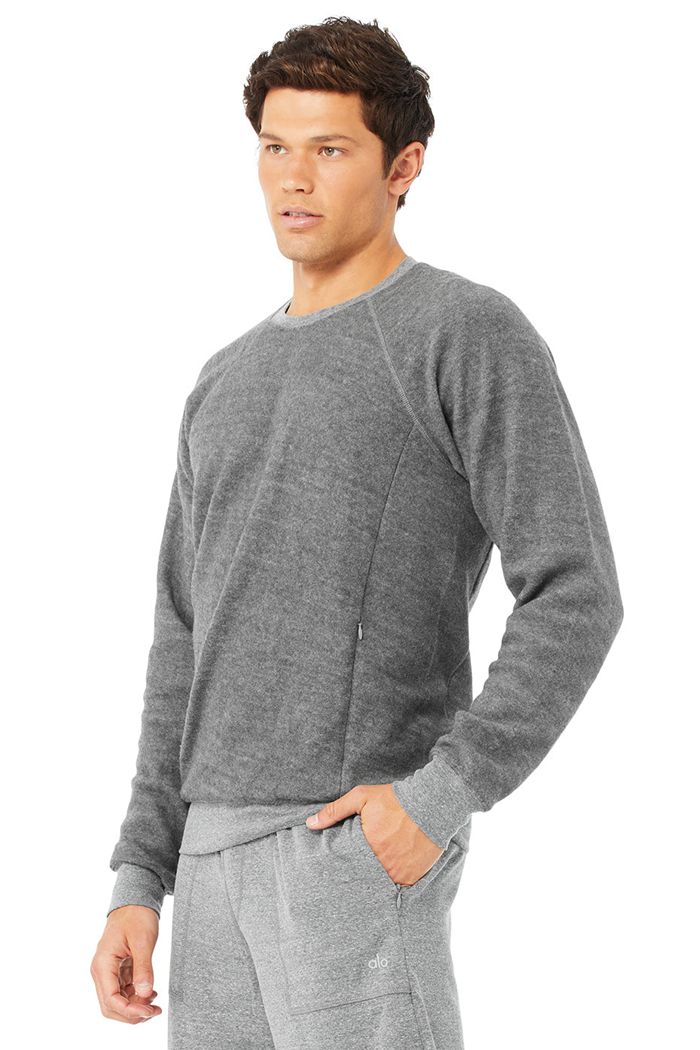 Long Sleeve Alo Yoga Triumph Crew Neck Sweatshirt Hombre Grises | 341527LEZ