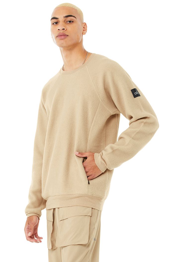 Long Sleeve Alo Yoga Triumph Crew Neck Sweatshirt Hombre Marrom | 510326FBA