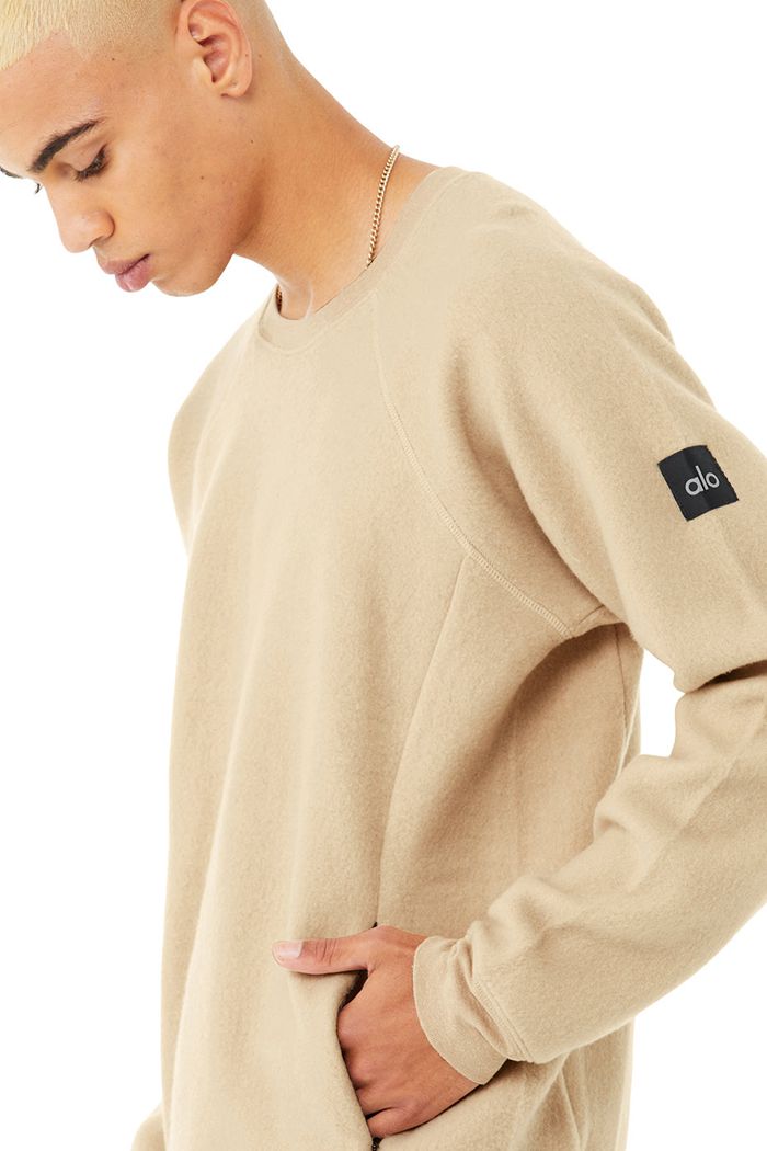 Long Sleeve Alo Yoga Triumph Crew Neck Sweatshirt Hombre Marrom | 510326FBA