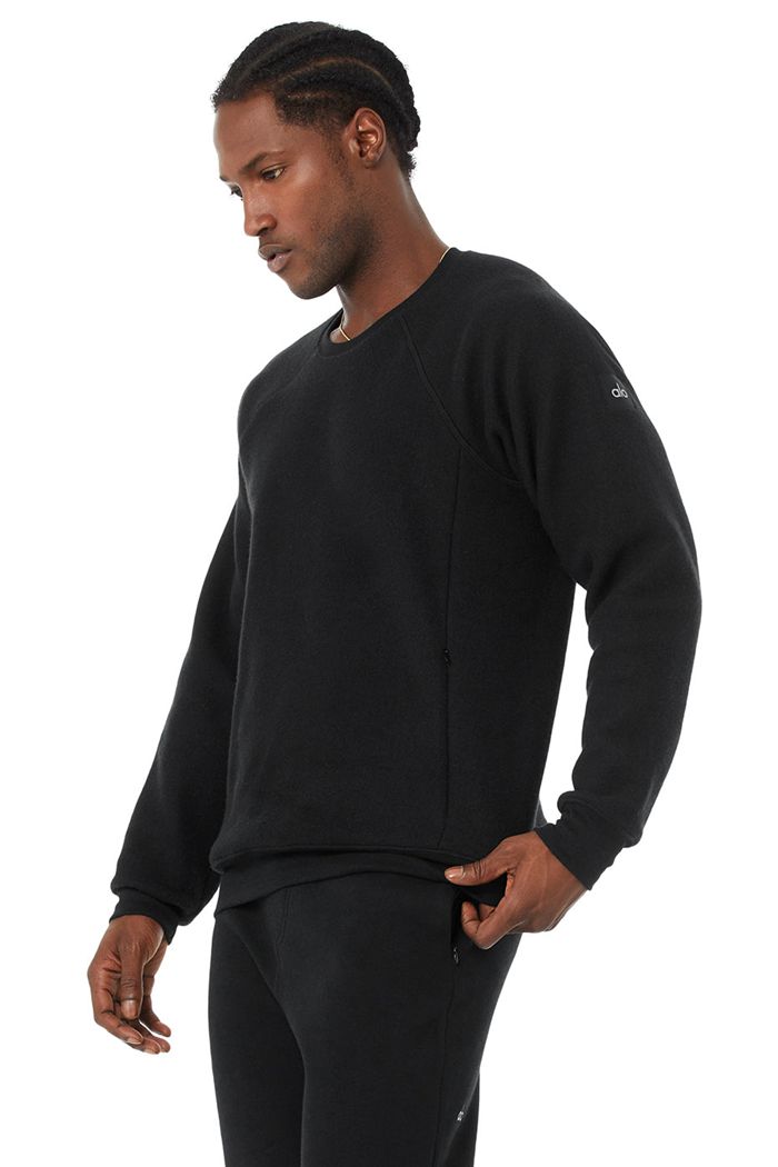 Long Sleeve Alo Yoga Triumph Crew Neck Sweatshirt Hombre Negros | 648702WXD