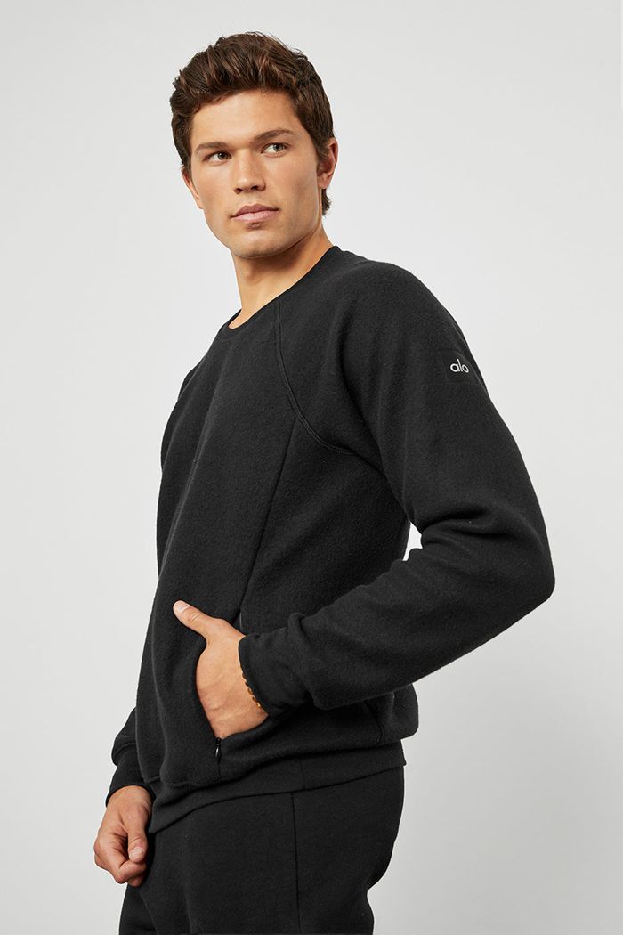 Long Sleeve Alo Yoga Triumph Crew Neck Sweatshirt Hombre Negros | 648702WXD