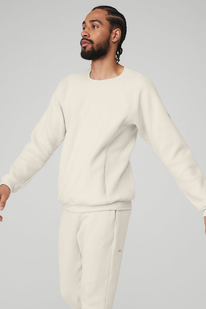 Long Sleeve Alo Yoga Triumph Crew Neck Sweatshirt Hombre Beige | 659401WMJ