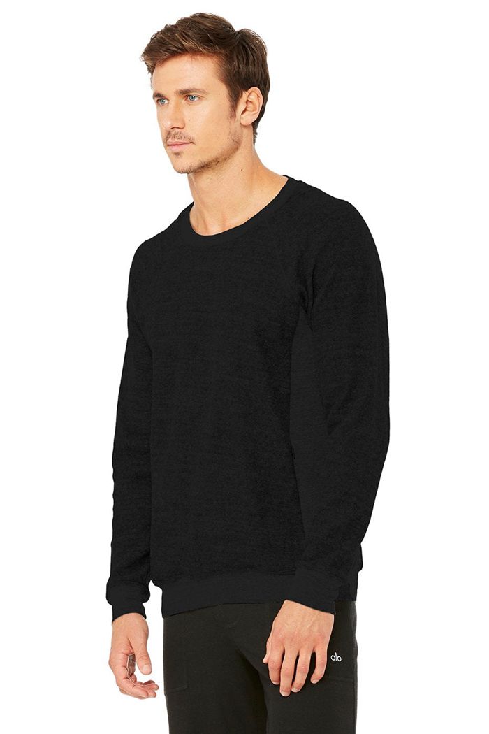 Long Sleeve Alo Yoga Triumph Crew Neck Sweatshirt Hombre Negros | 742658UVA
