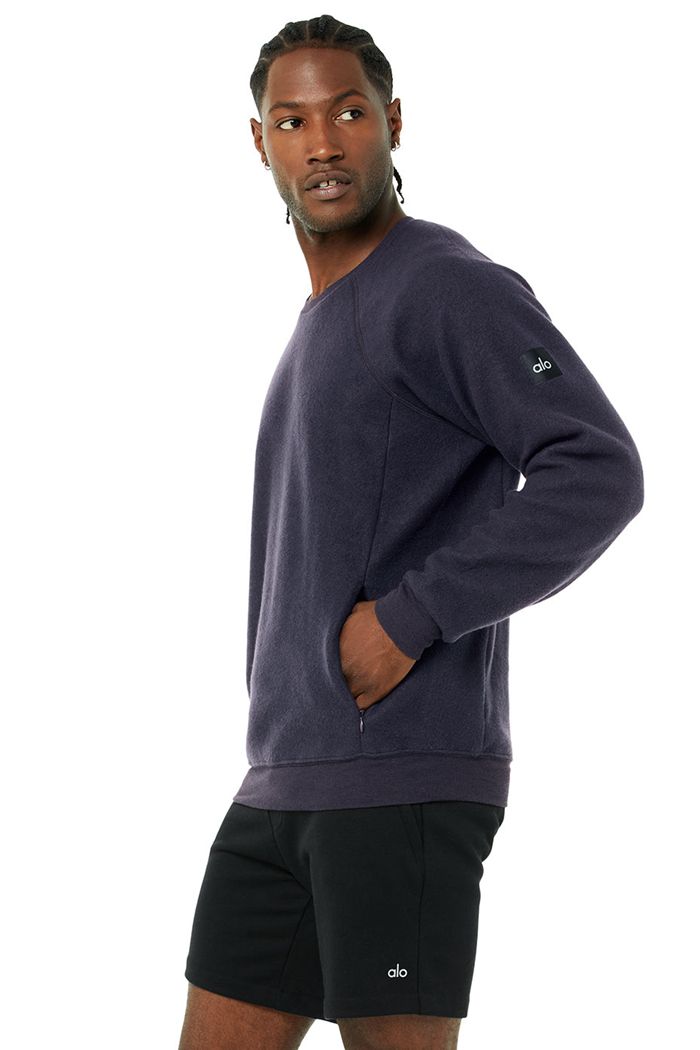 Long Sleeve Alo Yoga Triumph Crew Neck Sweatshirt Hombre Negros | 839506HSN