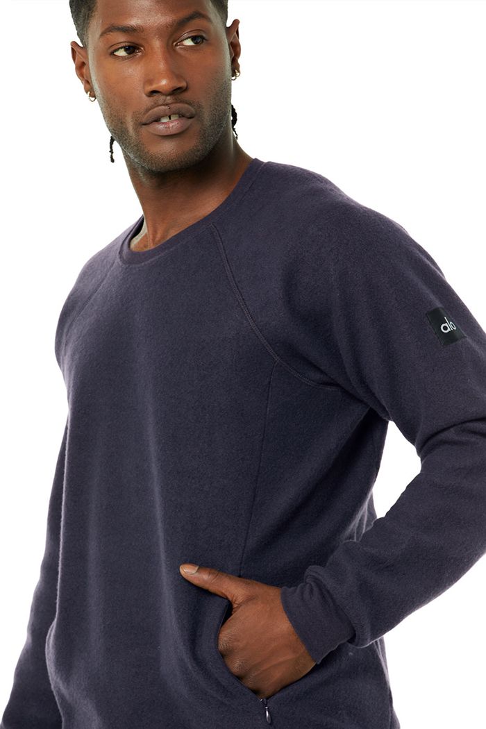 Long Sleeve Alo Yoga Triumph Crew Neck Sweatshirt Hombre Negros | 839506HSN