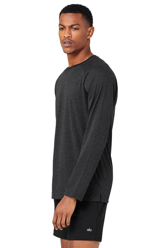 Long Sleeve Alo Yoga Triumph Tee Hombre Negros | 174563YFJ
