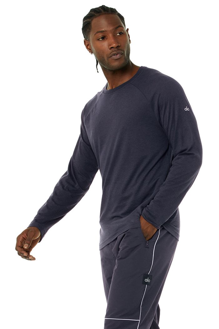Long Sleeve Alo Yoga Triumph Tee Hombre Negros | 237895TEN