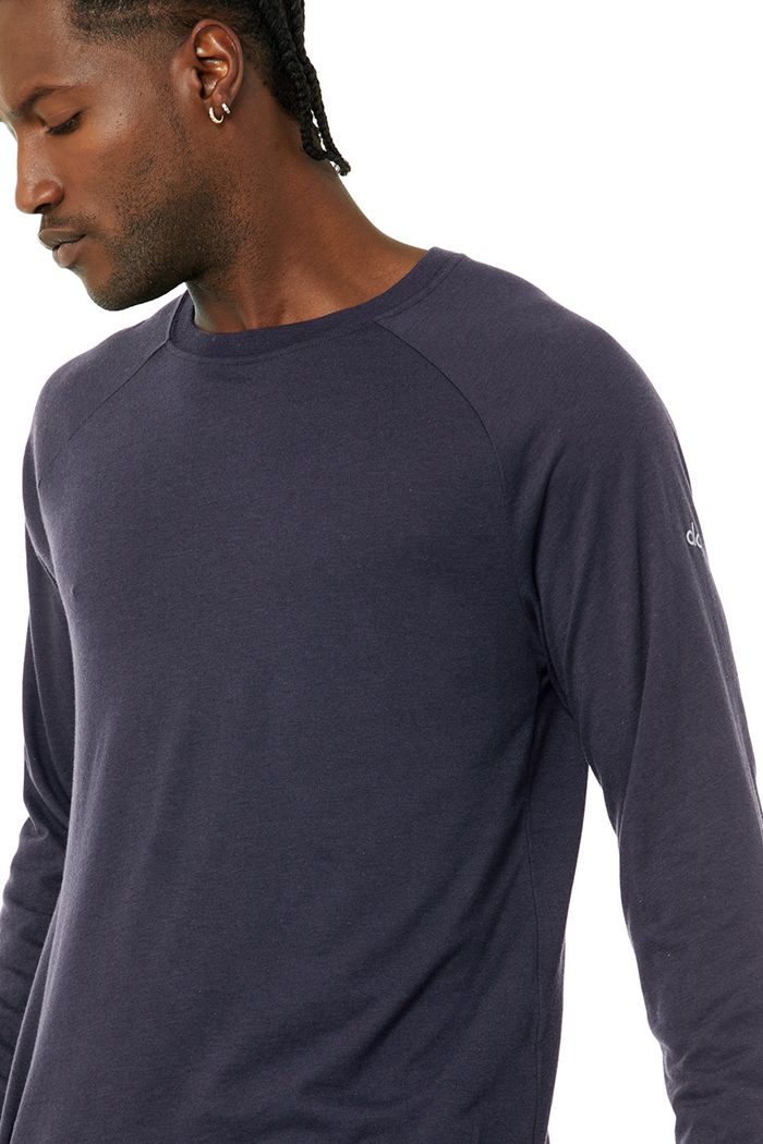 Long Sleeve Alo Yoga Triumph Tee Hombre Negros | 237895TEN
