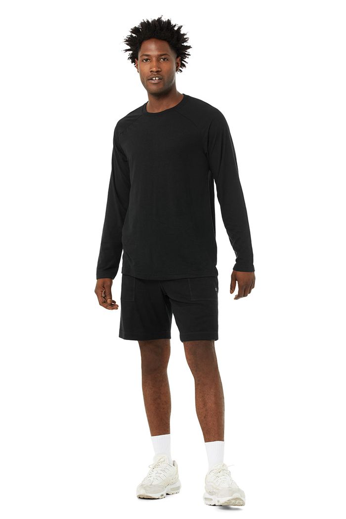 Long Sleeve Alo Yoga Triumph Tee Hombre Negros | 912670YVI