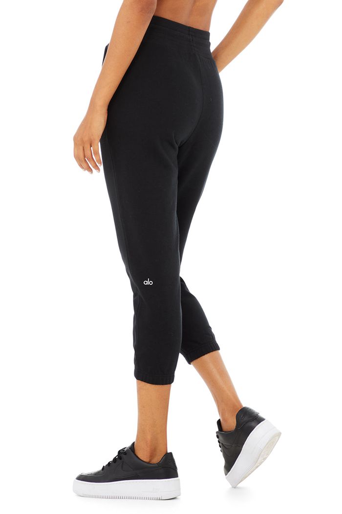 Pantalones Alo Yoga 7/8 Easy Sweat Mujer Negros | 513864MGU