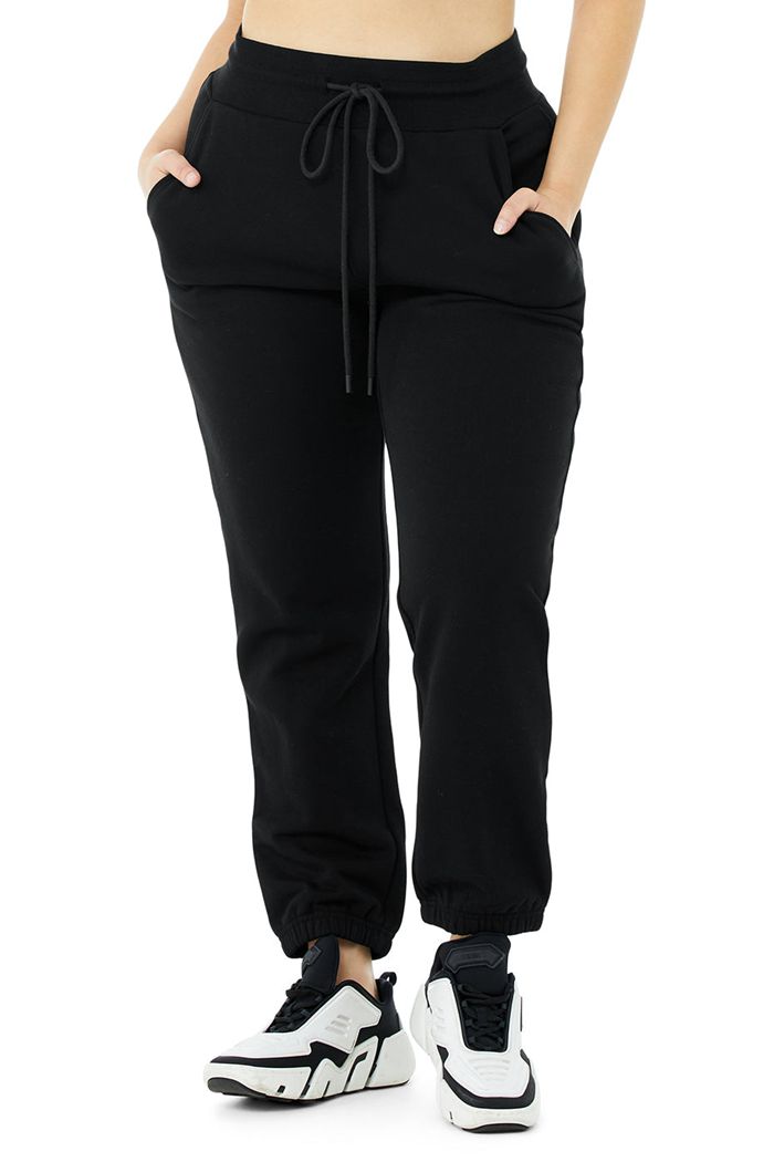 Pantalones Alo Yoga 7/8 Easy Sweat Mujer Negros | 513864MGU