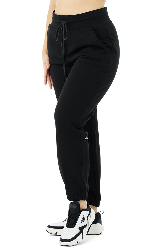 Pantalones Alo Yoga 7/8 Easy Sweat Mujer Negros | 513864MGU