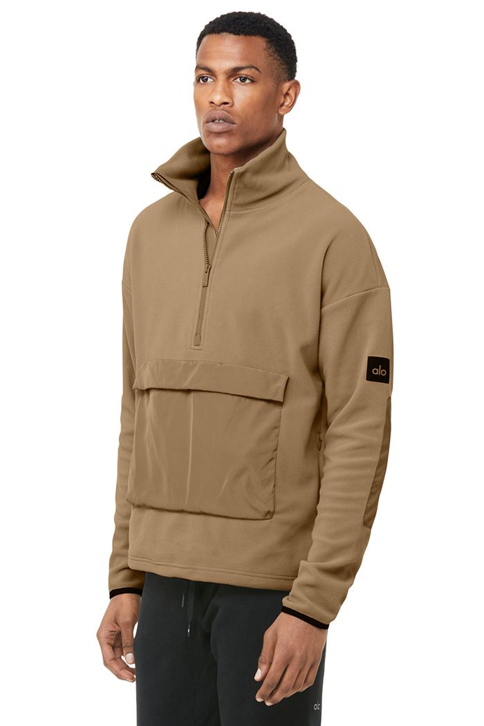 Pullover Alo Yoga 1/2 Zip Mammoth Polar Hombre Marrom | 851479EMW