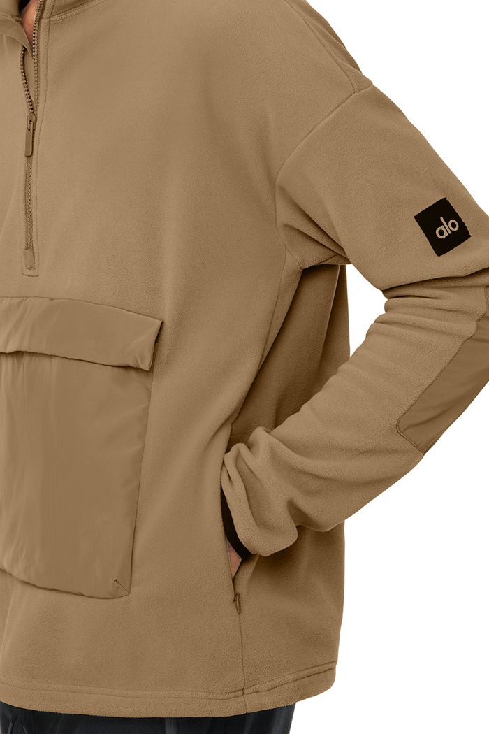 Pullover Alo Yoga 1/2 Zip Mammoth Polar Hombre Marrom | 851479EMW