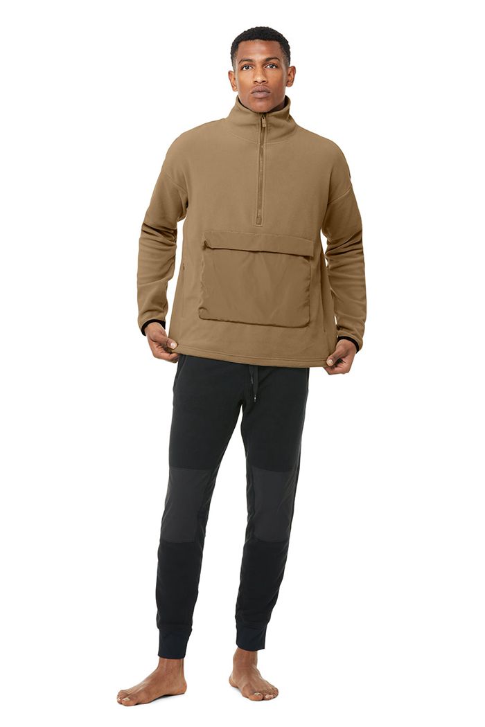 Pullover Alo Yoga 1/2 Zip Mammoth Polar Hombre Marrom | 851479EMW