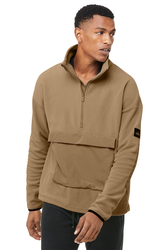 Pullover Alo Yoga 1/2 Zip Mammoth Polar Hombre Marrom | 851479EMW
