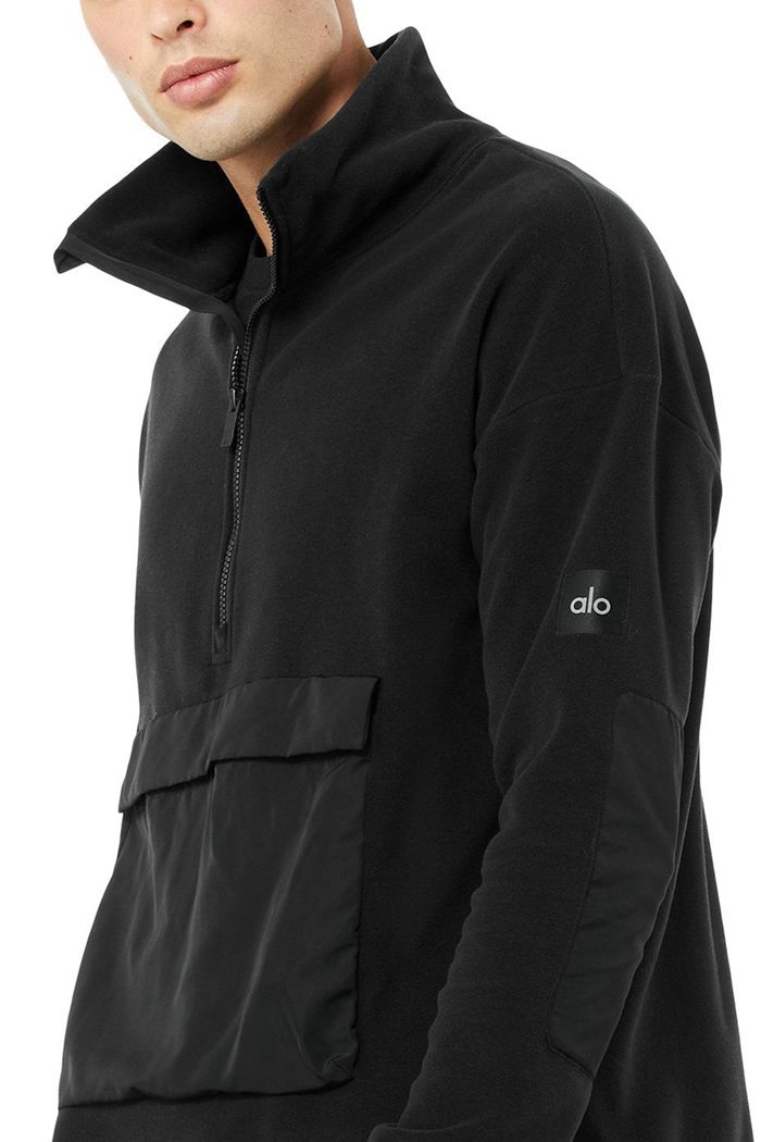 Pullover Alo Yoga 1/2 Zip Mammoth Polar Hombre Negros | 985467FRU