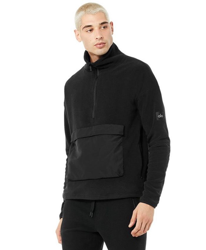 Pullover Alo Yoga 1/2 Zip Mammoth Polar Hombre Negros | 985467FRU