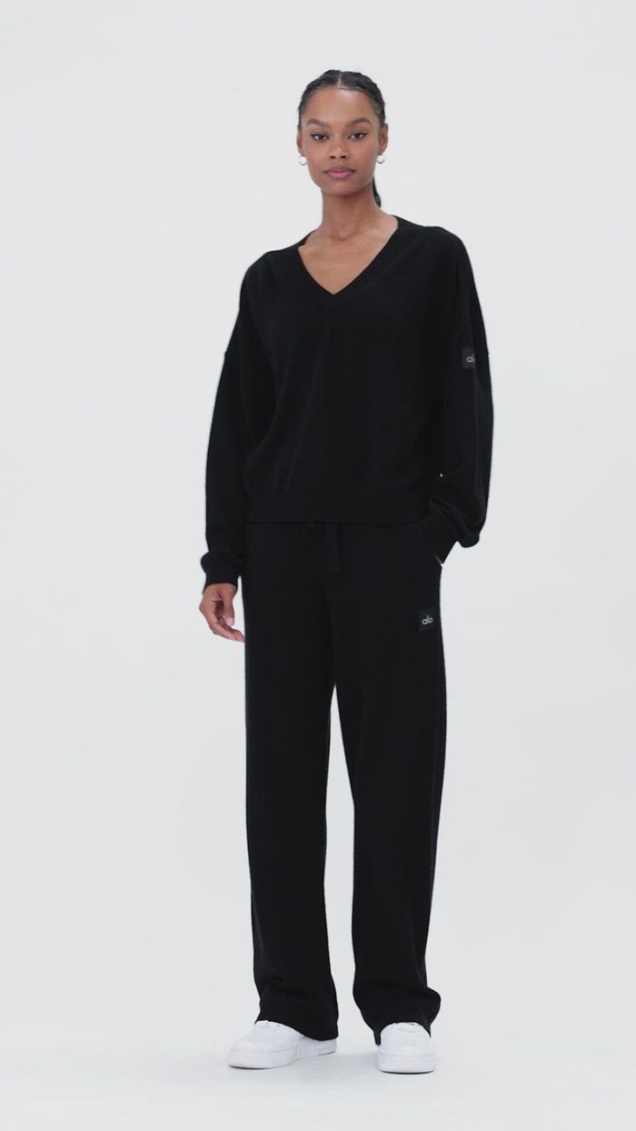 Pullover Alo Yoga Cashmere Jet Set V-Neck Mujer Grises | 708194OWQ