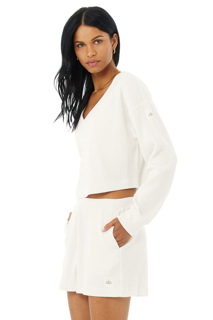 Pullover Alo Yoga Muse V-Neck Mujer Blancos | 789031THF