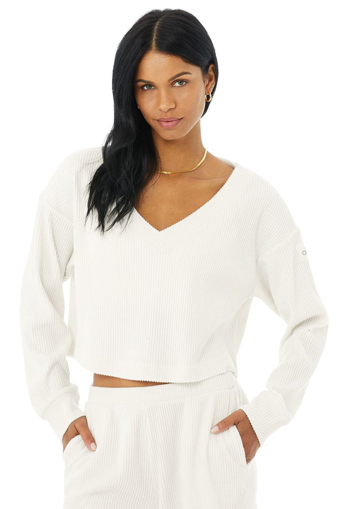 Pullover Alo Yoga Muse V-Neck Mujer Blancos | 789031THF