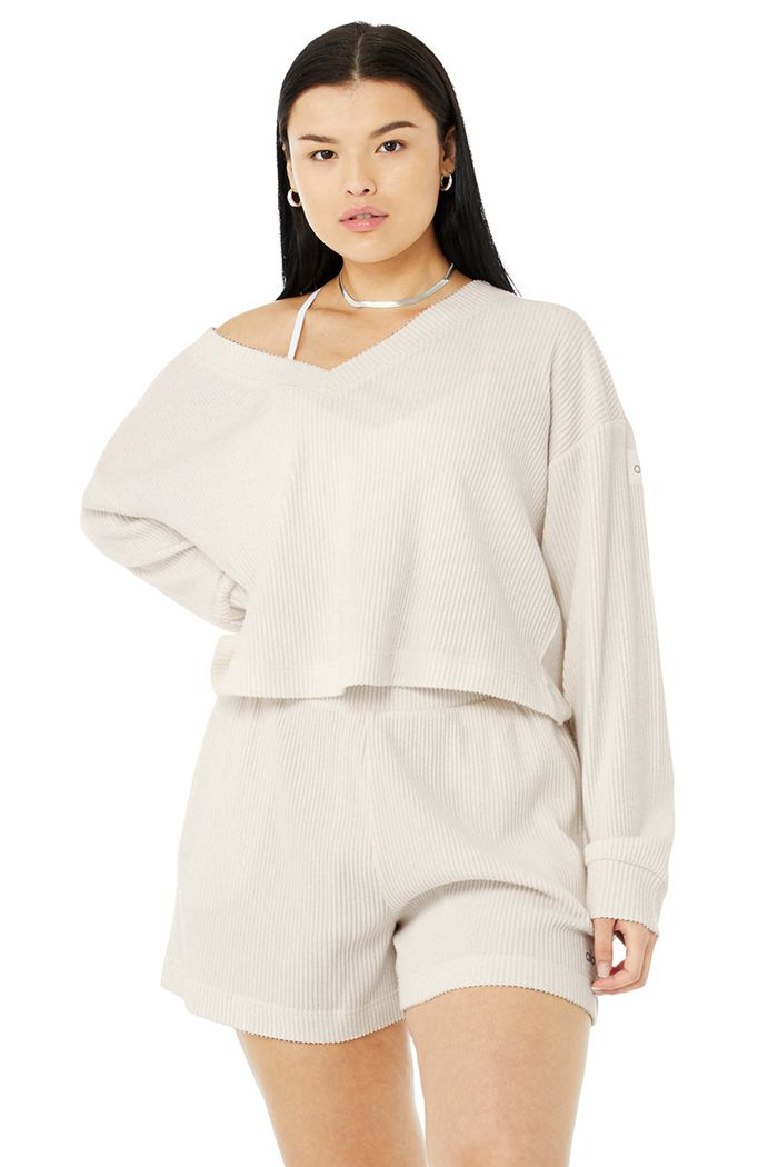 Pullover Alo Yoga Muse V-Neck Mujer Blancos | 789031THF